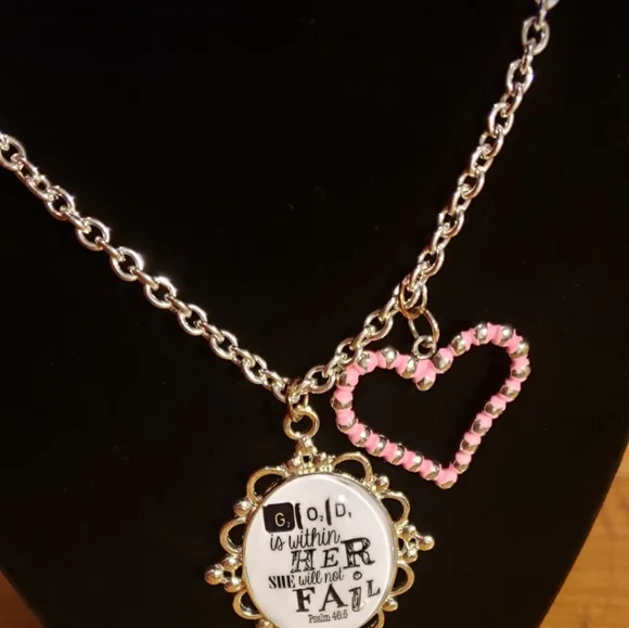 Plunder Retired Religious Saying Necklace with Earrings - Picture 3 of 8